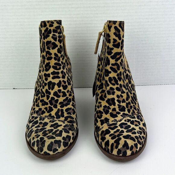 NWT Toms Sadie Suede Wedge Heel Ankle Booties Leopard Print Boots Brown 5.5 NEW - Picture 4 of 11